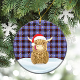 Rutherford Tartan Christmas Ceramic Ornament - Highland Cows Style